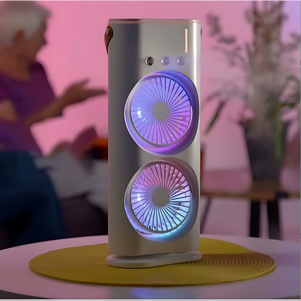 Mini Ventilador Portátil Climatizador  Umidificador rgb com controle Ventilador para Escritorio
