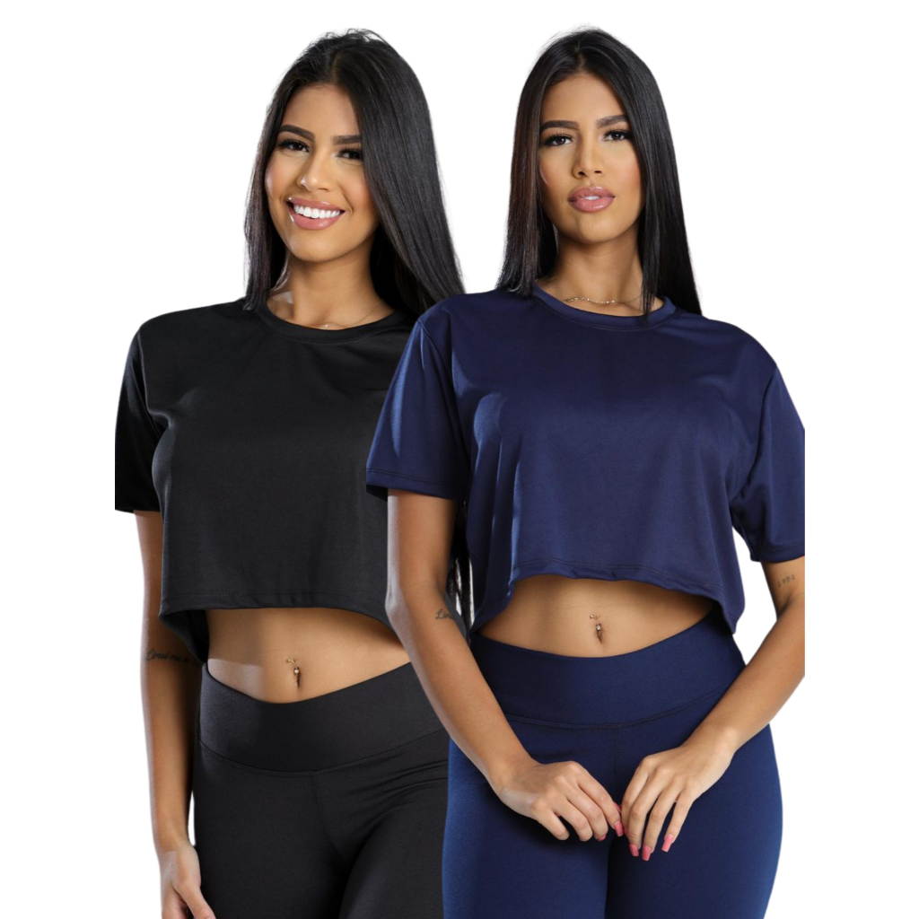 Blusa Cropped Manga curta Dry Feminino Moda Fitness Dia a Dia em Oferta na Shopee
