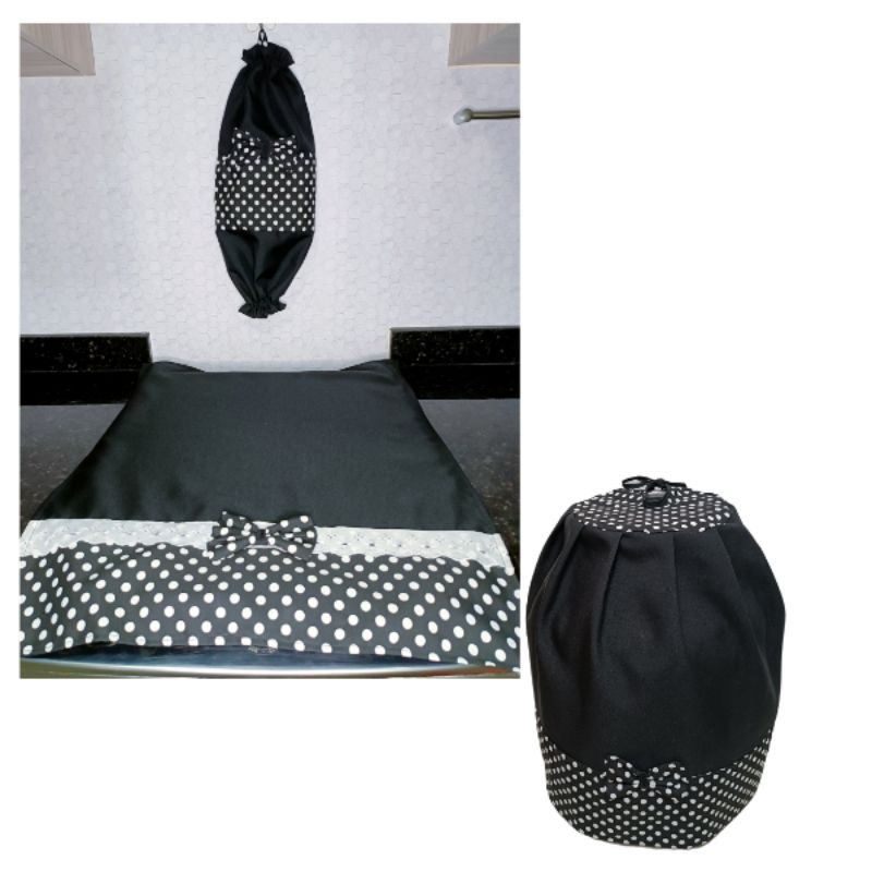 Kit Cozinha 3 peças ( Pano para fogão 4 bocas, puxa saco, capa para botijão)