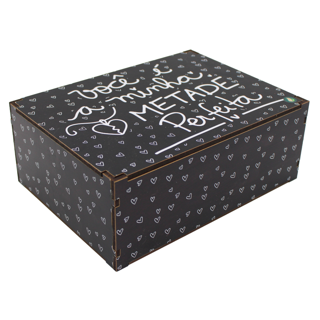 Caixa Presente Dia Dos Namorados Minha Metade Perfeita 23x17x9 Mdf