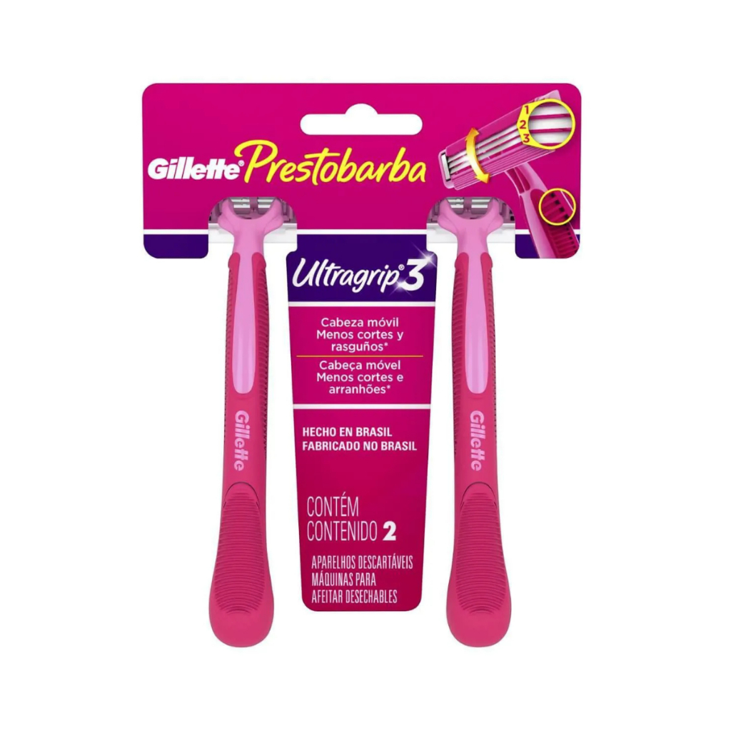 Barbeador Gillette Prestobarba Ultragrip3 - 2 Unidades