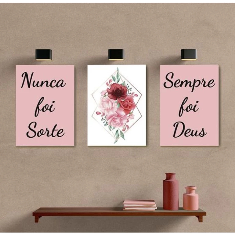 Quadro Decorativo Frase Nunca Foi Sorte Sempre Foi Deus Fé Esperança Crença Religiosa