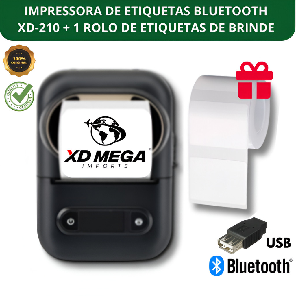 Impressora De Etiquetas Bluetooth Para Android E Ios - XD-210 em Oferta na Shopee