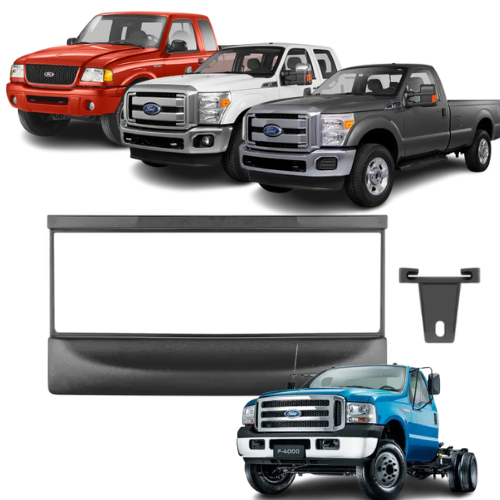 Moldura Painel Para Rádio 1 Din Ford Ranger 1993 – 2002/ F250 1998 – 2012/ F350 1998 – 2012/ F4000 1999 – 2019 - Preto