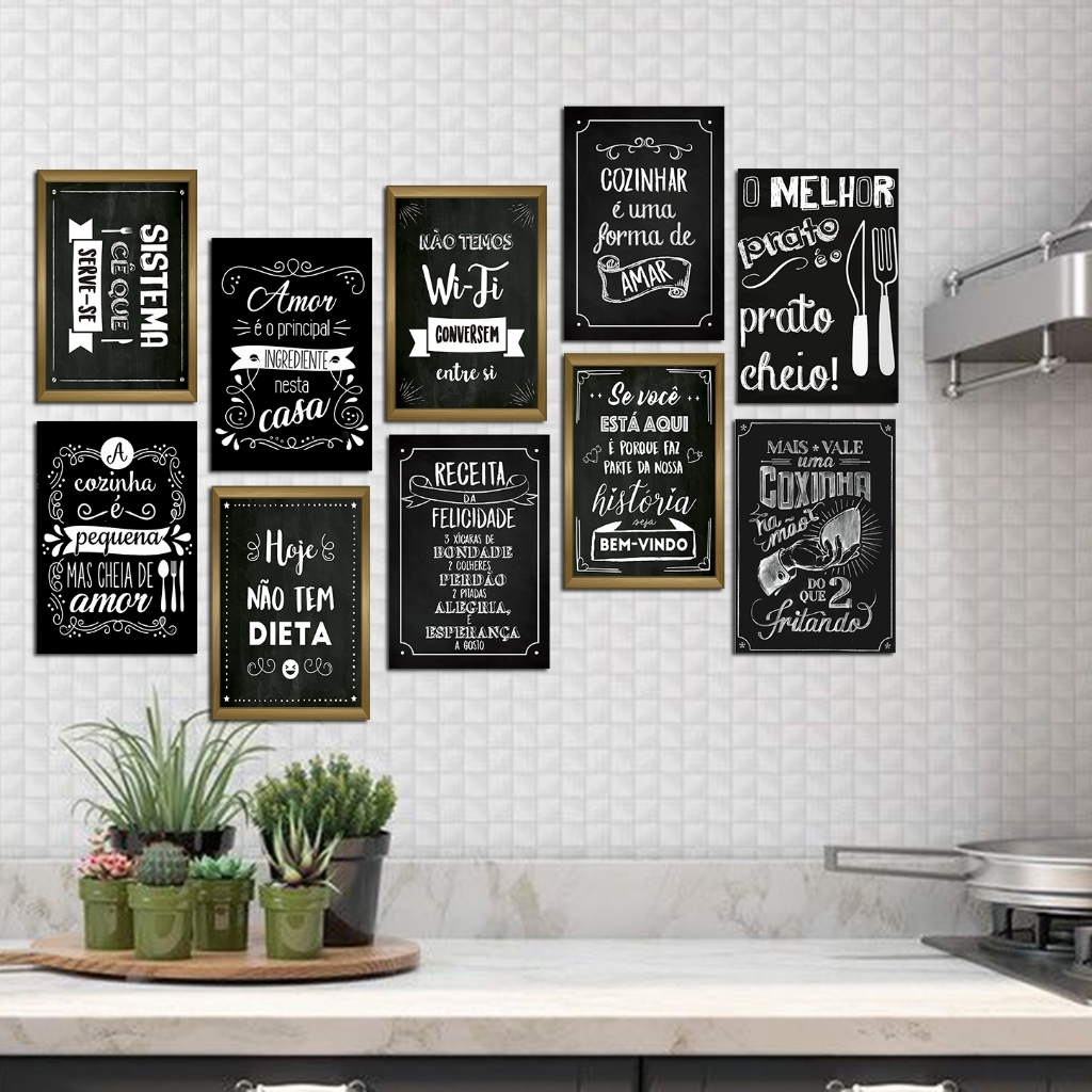 decoração moderana barato para cozinha quadros bordas marrom cozinha amor familia melhos prato é prato cheio 13x20cm MDF