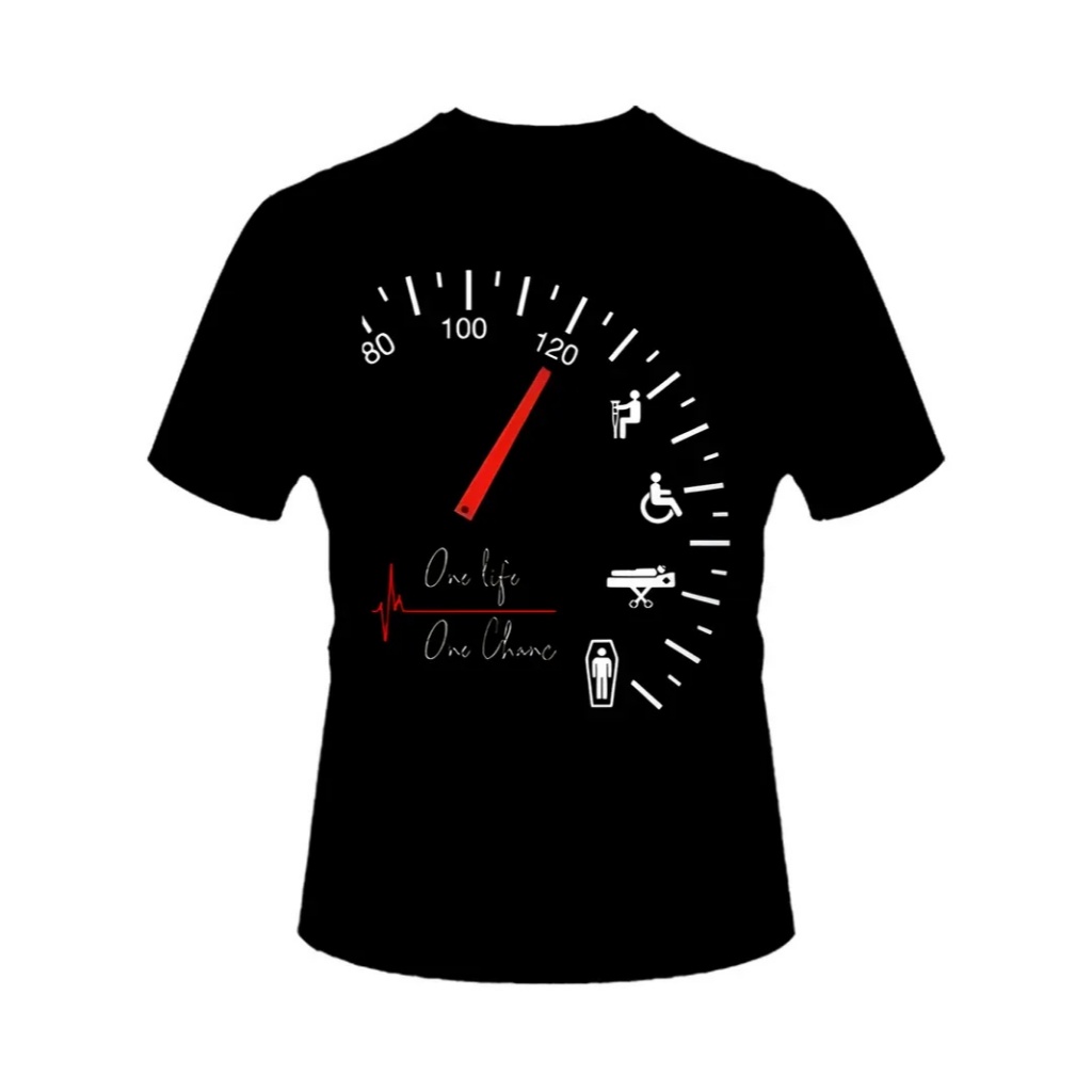 BLUSA CAMISETA MASCULINA DE ALGODÃO COM ESTAMPA DE PAINEL CARRO VELOCIDADE