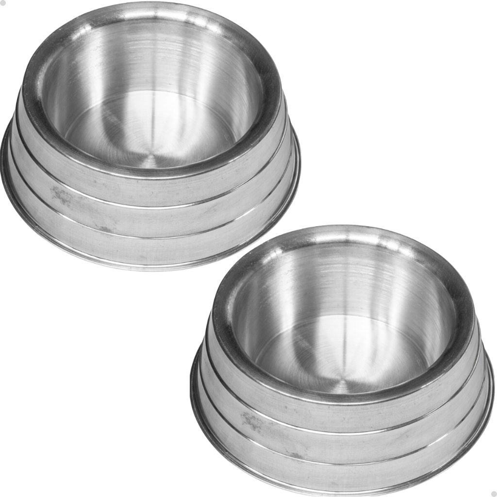 Kit 2 Comedouro Vasilha Pote Cachorro Alumínio Pesado Polido Ração Água 700ml em Oferta na Shopee