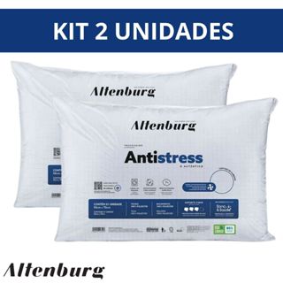 Kit 2 Travesseiros Altenburg Antistress Antialérgico 50cm x 70cm Toque Acetinado Macio Suporte Médio em Oferta na Shopee