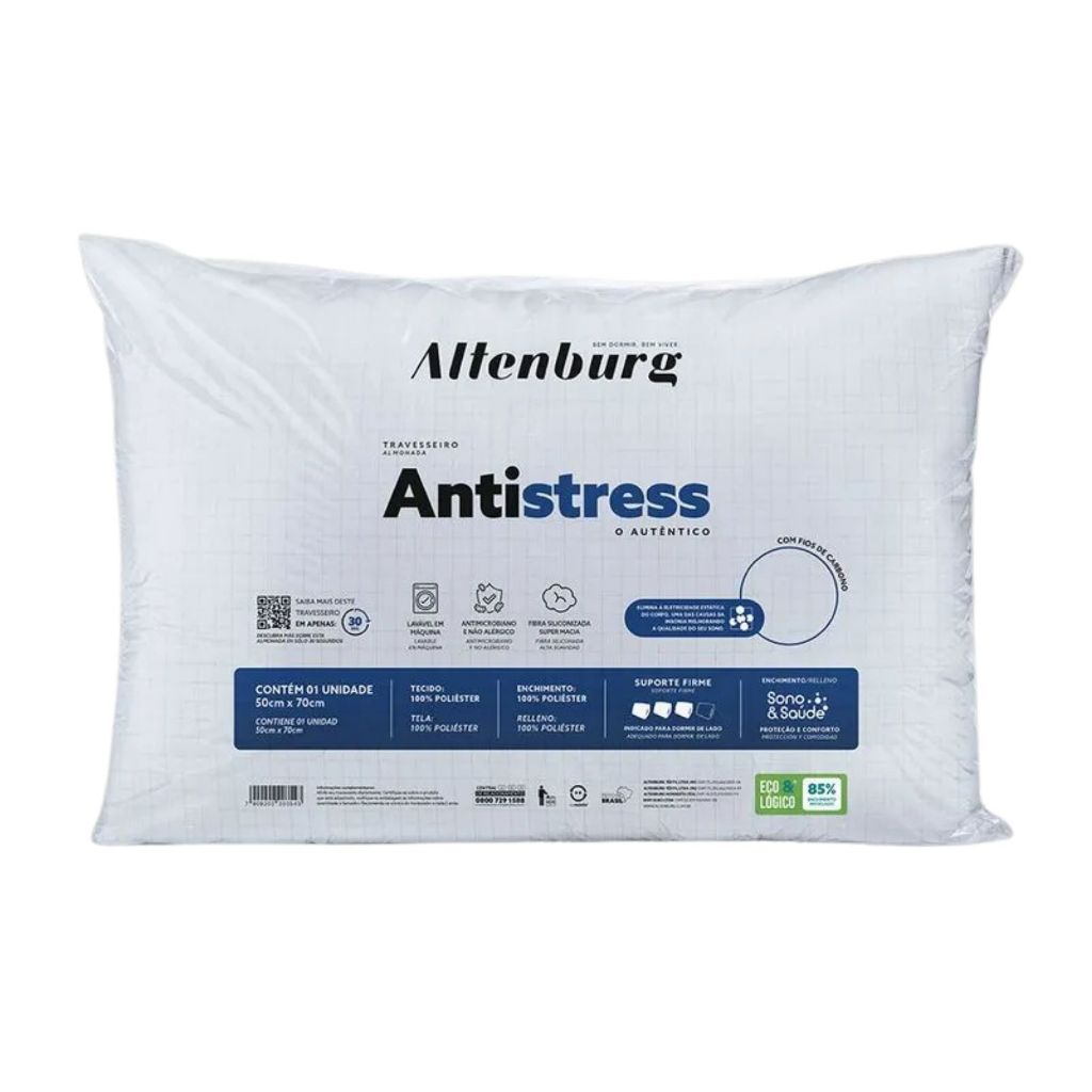 Travesseiro Altenburg Antistress Antialérgico 50cm x 70cm Toque Acetinado Macio Suporte Médio em Oferta na Shopee