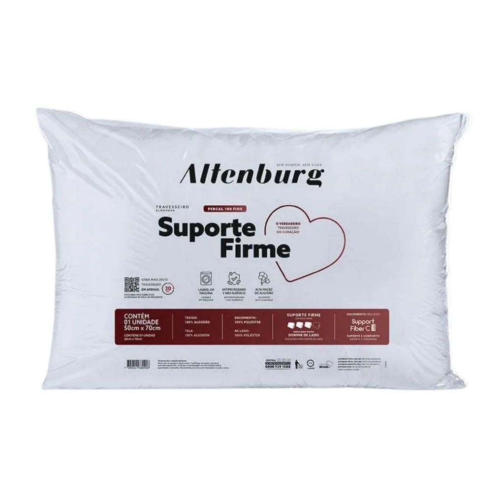 Travesseiro Altenburg Antialergico Suporte Firme 100% Algodão Percal 180 Fios 50cm x 70cm em Oferta na Shopee