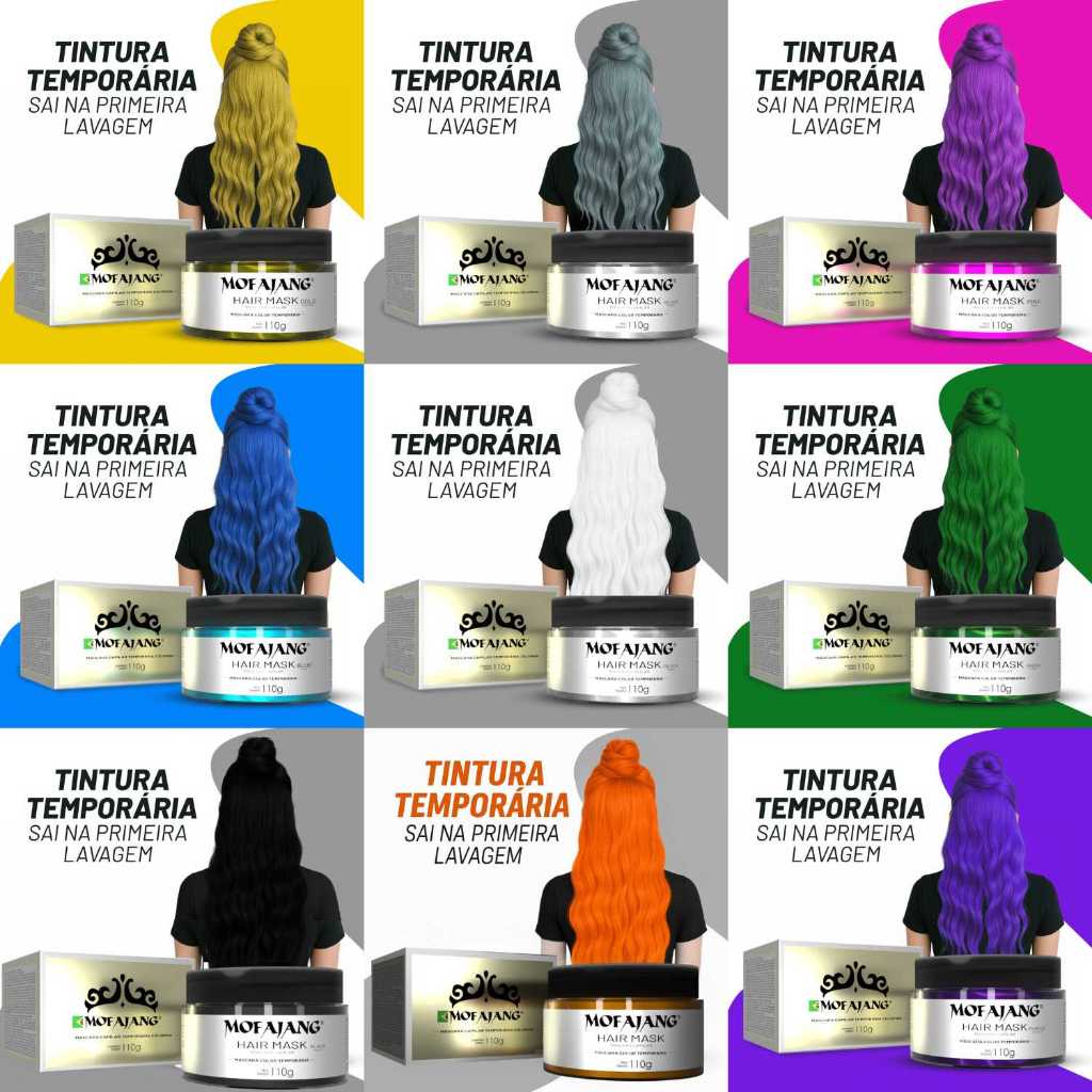 Mofajang Tinta de Coloração Temporária Faça Você Mesmo 110g Troia Hair ( a Escolher ) em Oferta na Shopee