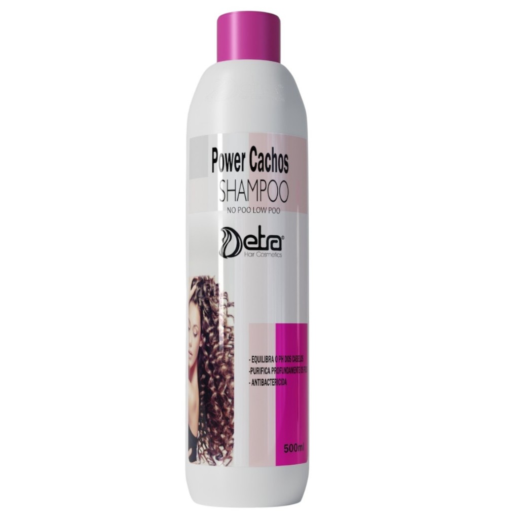 Shampoo Hidratante para cabelos cacheados ondulados Detox Power Cachos 500ml - Detra Hair Cosmetics