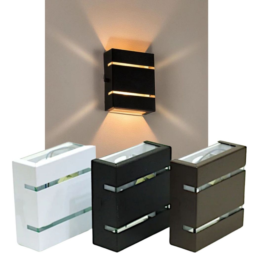 Kit 05 Luminária Arandela Slim 2 Fachos c/ 2 Frisos | Interna e Externa p/ Parede e Muro 110/220V em Oferta na Shopee