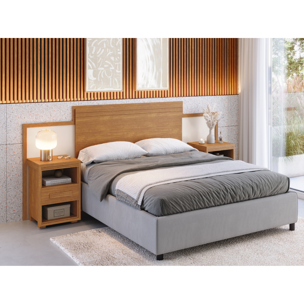 Cabeceira Regulável Box Casal Queen Com Mesa De Cabeceira Mdf - Polizelli Móveis em Oferta na Shopee
