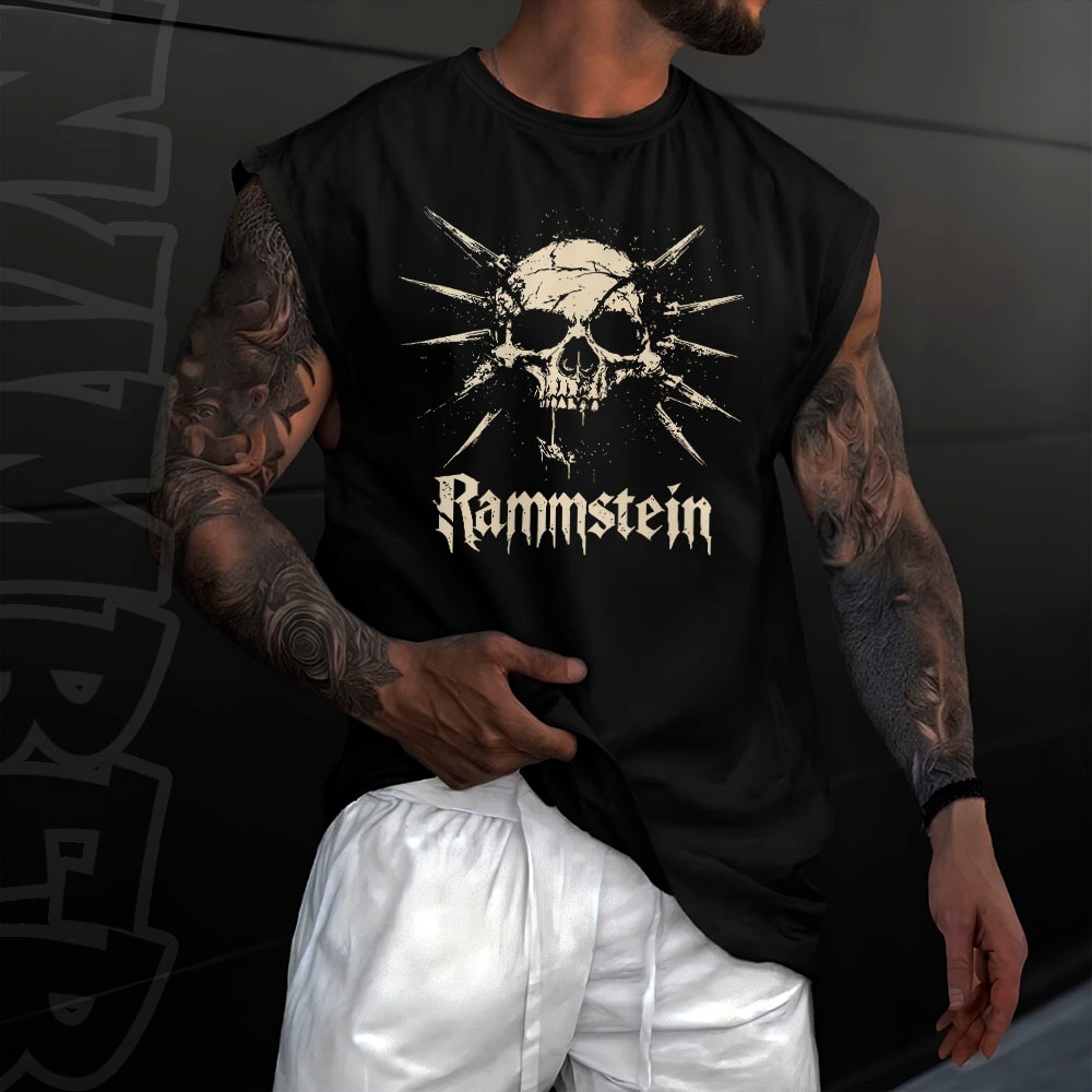 Camiseta regata machao oversized masculino banda de rock rammstein streetwear em algodao unissex Longline