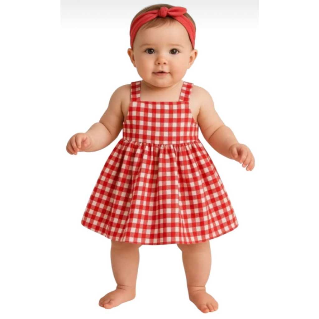 Vestido Infantil Bebê Menina Xadrezinho em Oferta na Shopee