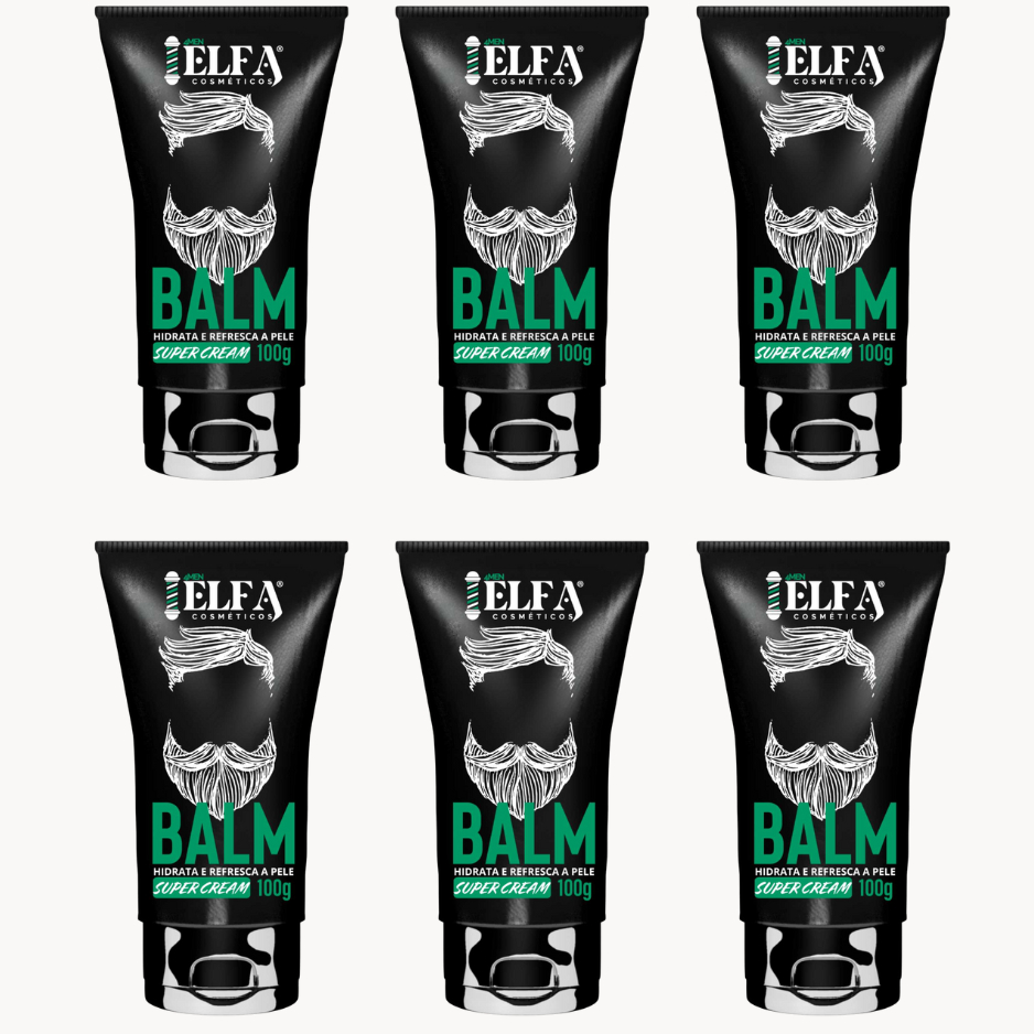 Kit 6 Balm Pós-Barba Elfa | Menthol, Hidratação e Alívio Imediato para Pele e Fios da Barba