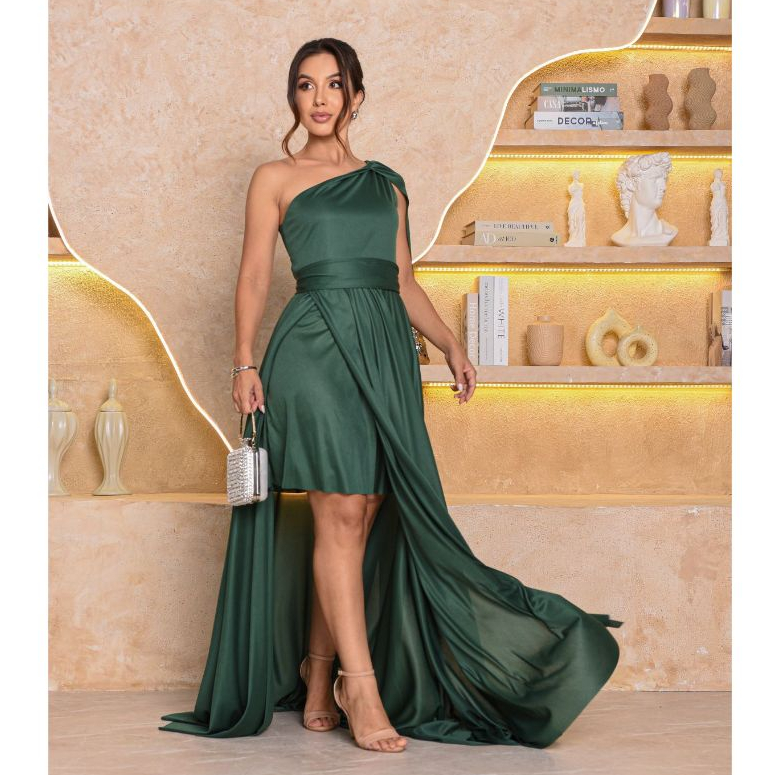 Vestido Feminino Longo com Capa Festa Casamento Madrinhas Formatura