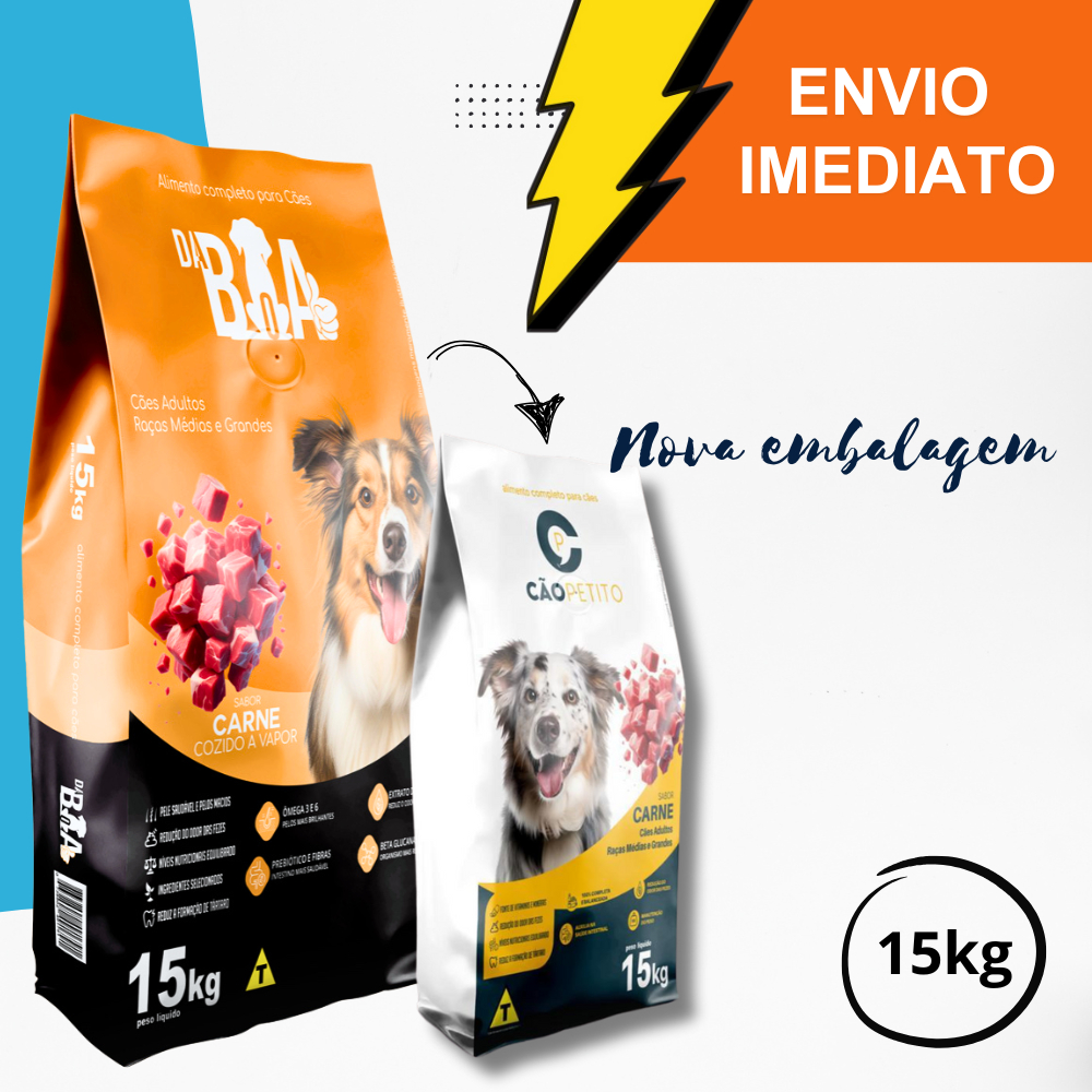 Ração de 15KG sabor CARNE Smart foods CÃOPETITO - ENVIO IMEDIATO