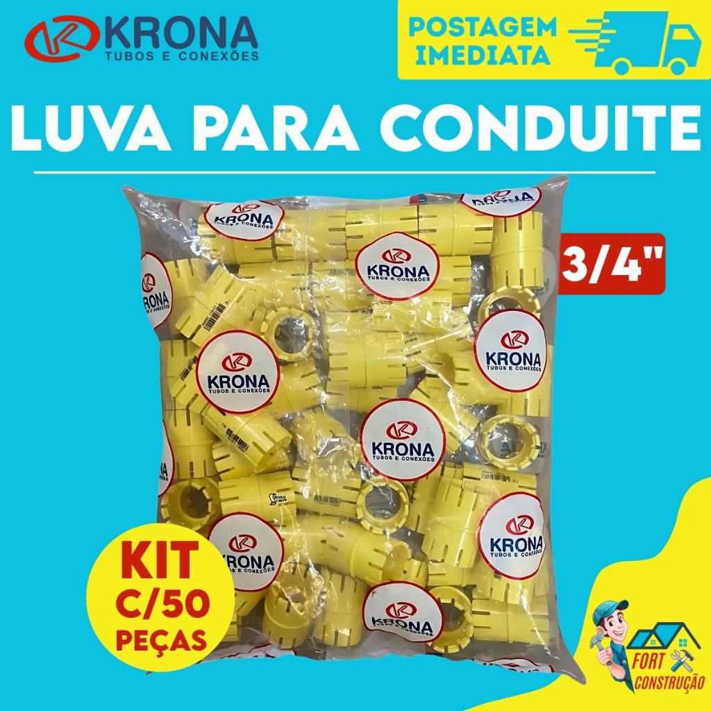 Luva P/conduite Pvc Krona Amarela 3/4 Kit C/50