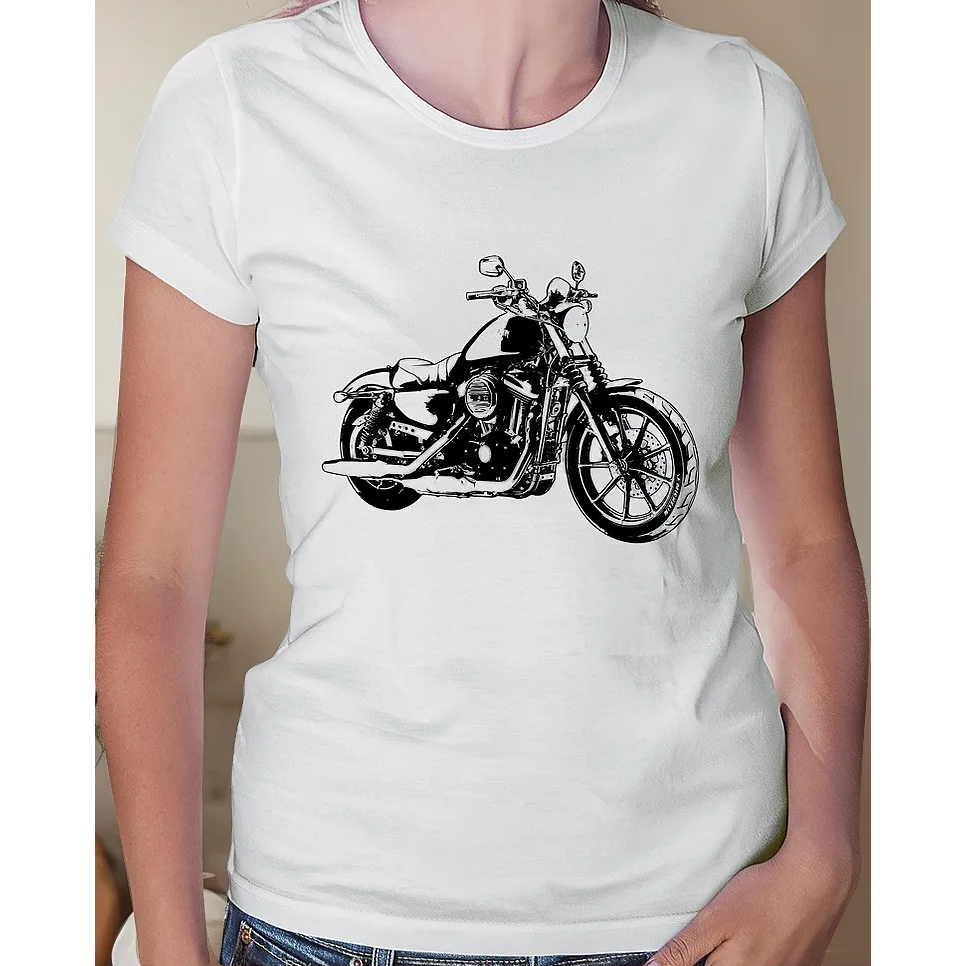 Camiseta Baby Look Moto Sportster Xl 883 Iron Art Camiseta Feminina