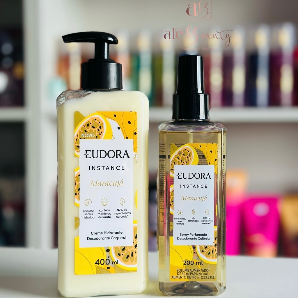 Combo Instance Maracuja Eudora: Body Splash Intance Maracuja 200ml + Creme Hidratante Desodorante Corporal Maracuja 400m