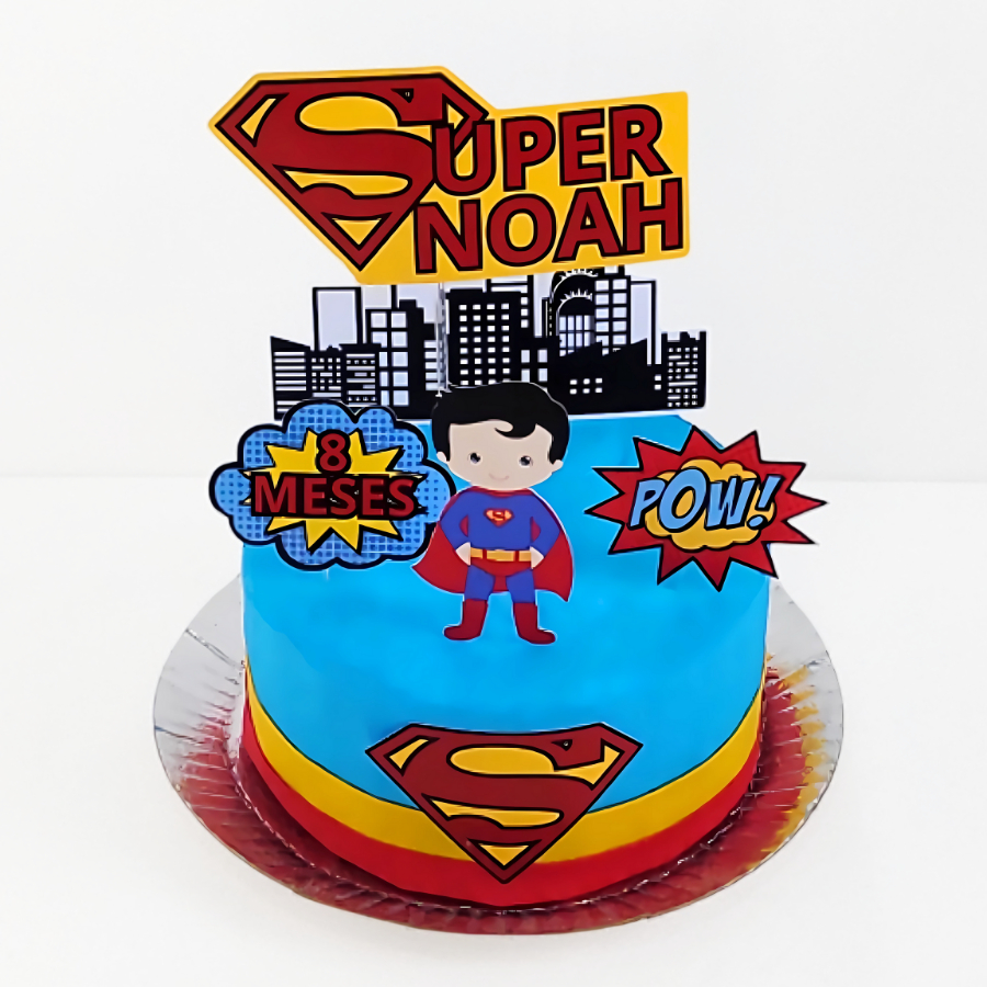 Topo de Bolo Personalizado Superman com Nome e Idade Para Festa de Aniversário Infantil Criança Topper Doce Lembrancinha