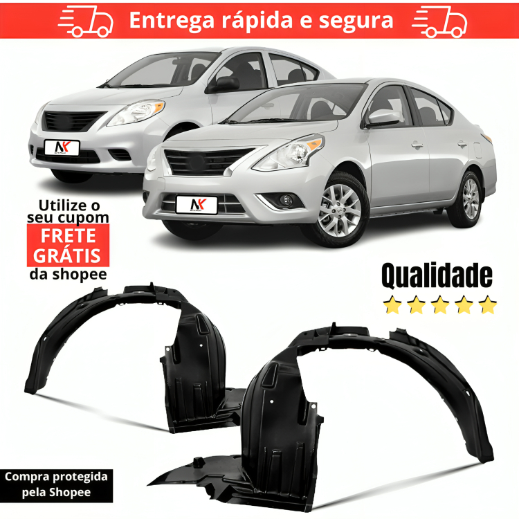 Par/Un Parabarro Dianteiro Versa 2011 2012 2013 2014 2015 2016 2017 2018 2019 Bate Pedra Asa Urubu