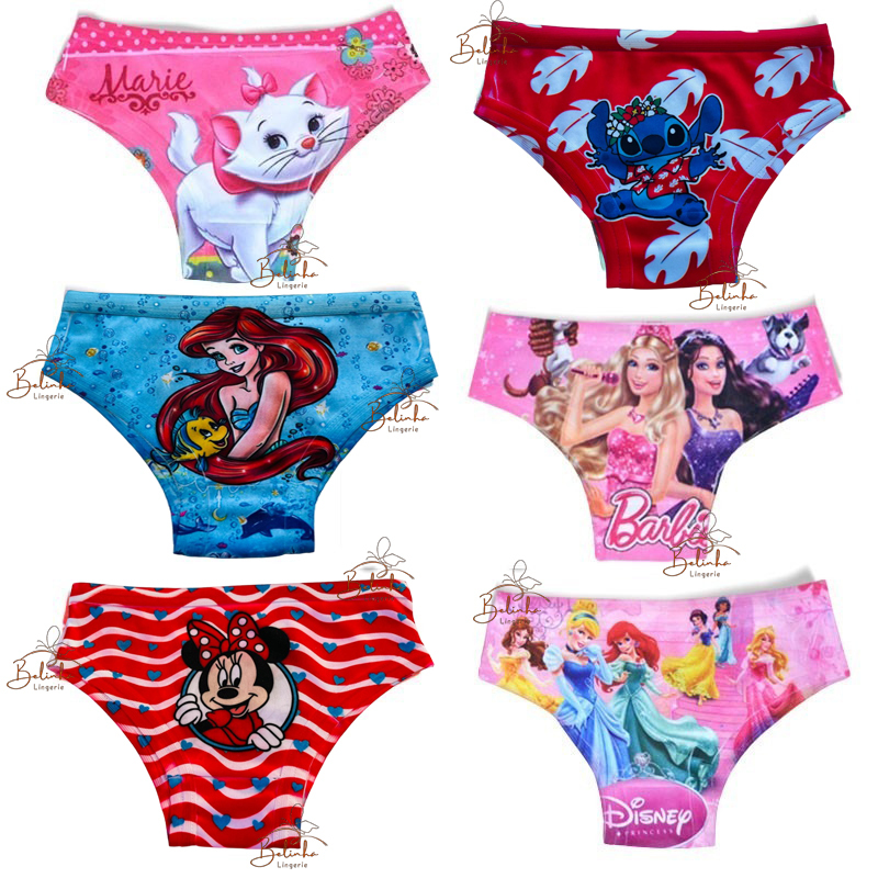 Calcinha infantil sublimada kit 5 unidades em Oferta na Shopee