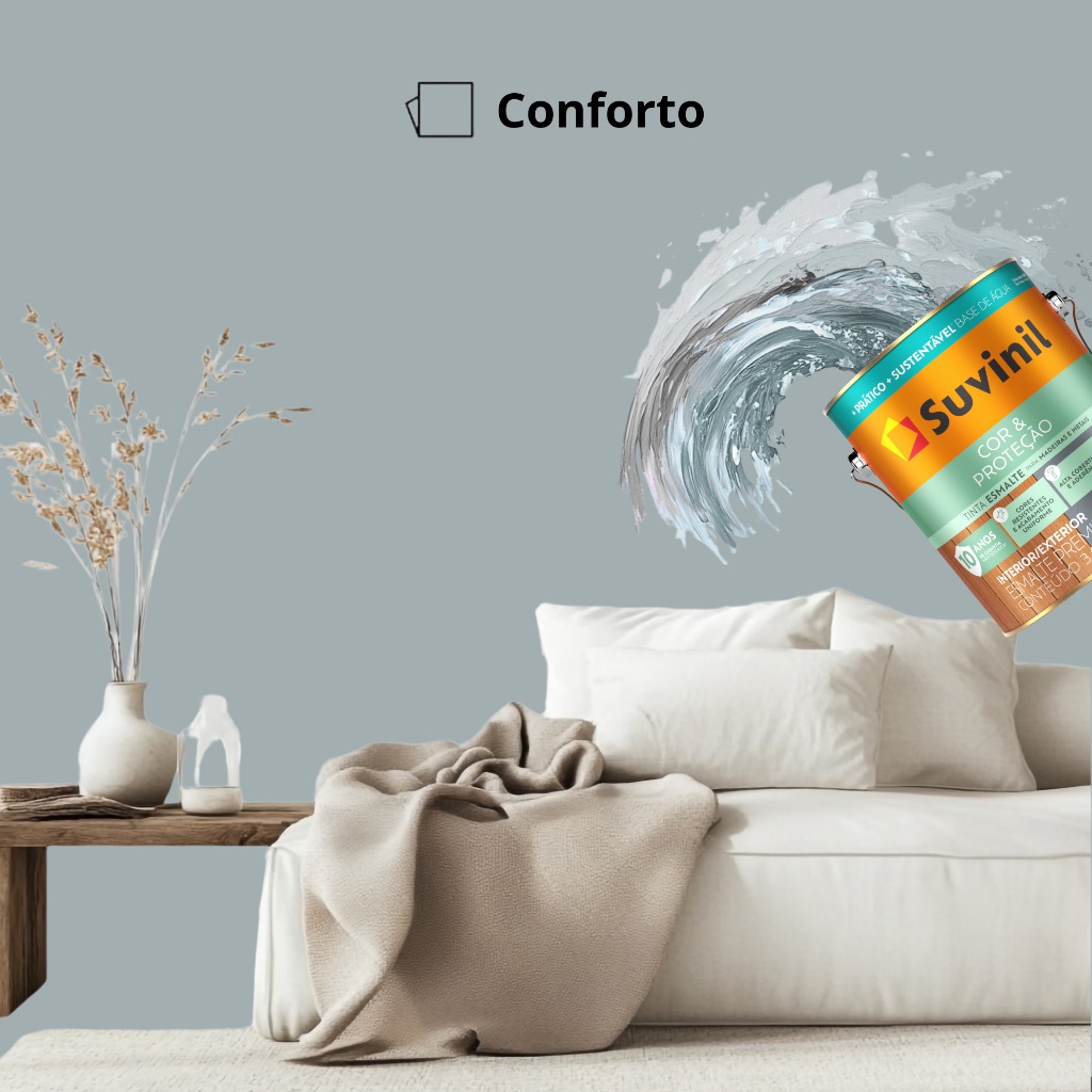 Tinta Esmalte Cor & Proteção Base Água Acetinado Tons de Cinza e Bege Mais Vendidos 3,2L Suvinil · foto 2