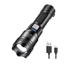 Lanterna Tática Recarregável Onex Lan 7059 LED P50 1200 Lúmens Zoom USB Super Potente 3 Modos IP65