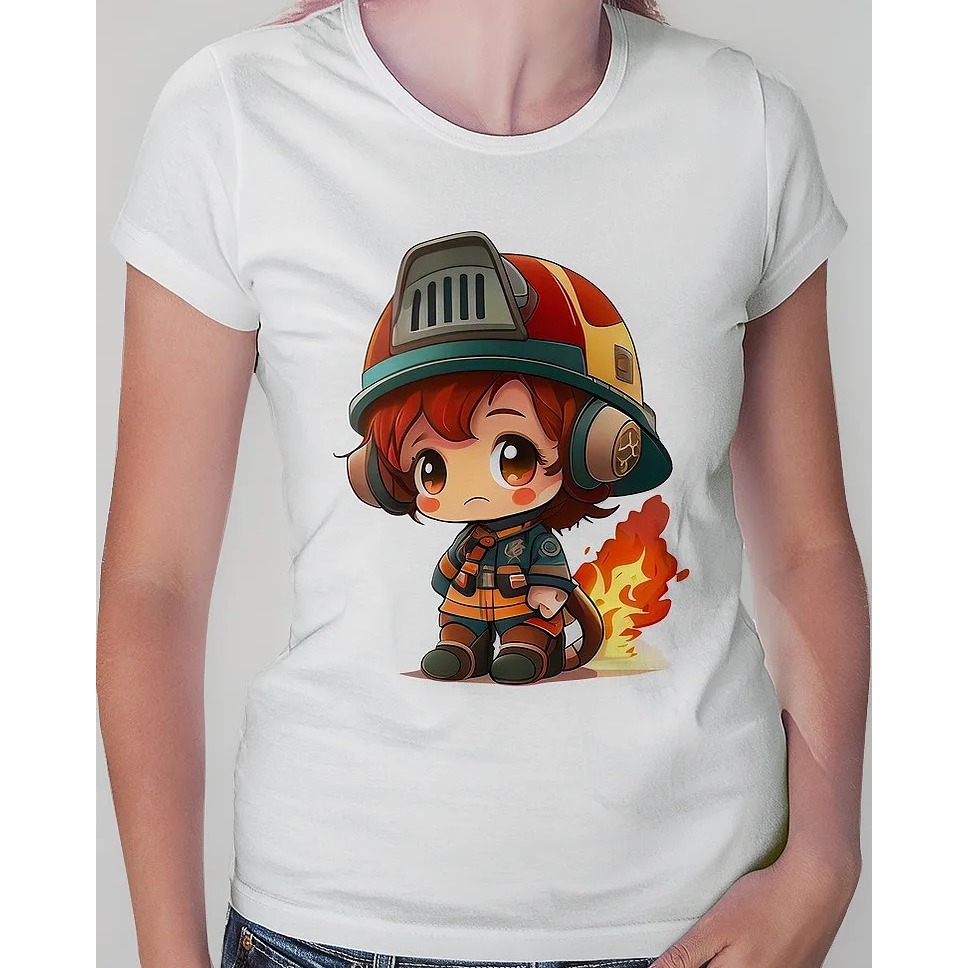 Camiseta Baby Look Bombeiro Mirim Camiseta Feminina