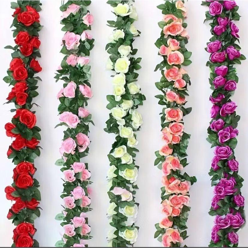 Cordão De Flores Primavera Outono 2m Artificial Plantas Folhagem Rosas em Oferta na Shopee