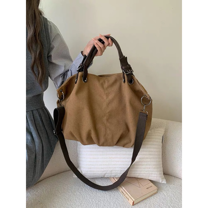 (8953)Nova bolsa transversal de lona de grande capacidade. retrô japonês