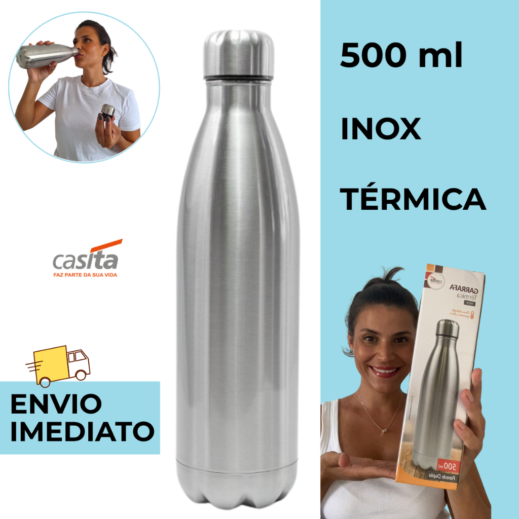 Garrafa Inox Térmica Squeze Dupla Camada Frio/Quente Original Casita 500ml