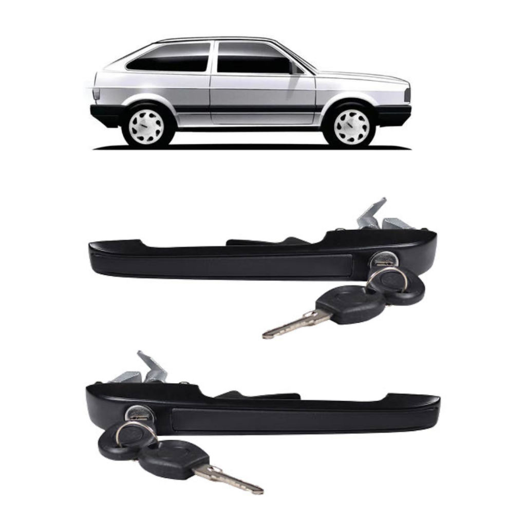 PAR de Maçanetas Puxador Externa Gol Quadrado Saveiro Parati Voyage com chave em Oferta na Shopee