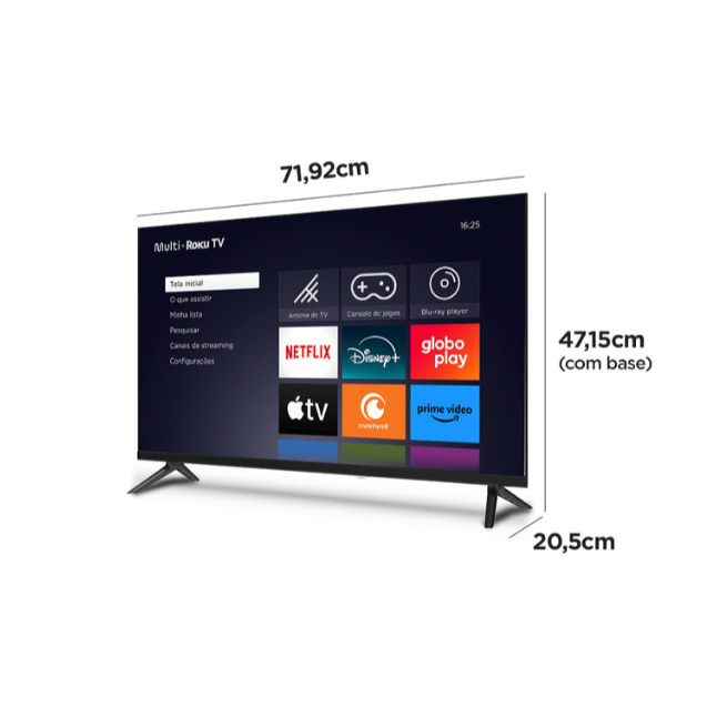 Smart TV HD 32 DLED Wi-fi MultiExperience Roku Multi - detalhe