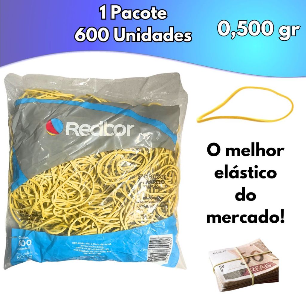 Elástico Super Resistente Amarelo Fino 500gr c/ 600 Unidades Nº18 Red bor Amarrar Dinheiro Pamonha em Oferta na Shopee