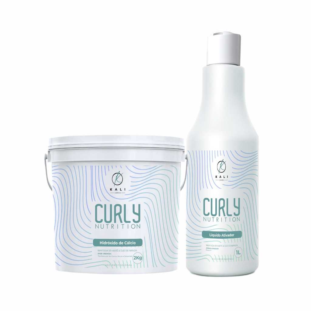 Kit Hidróxido Relaxamento para Cachos 2Kg e Guanidina Líquido Ativador Cabelo Cacheado 1L