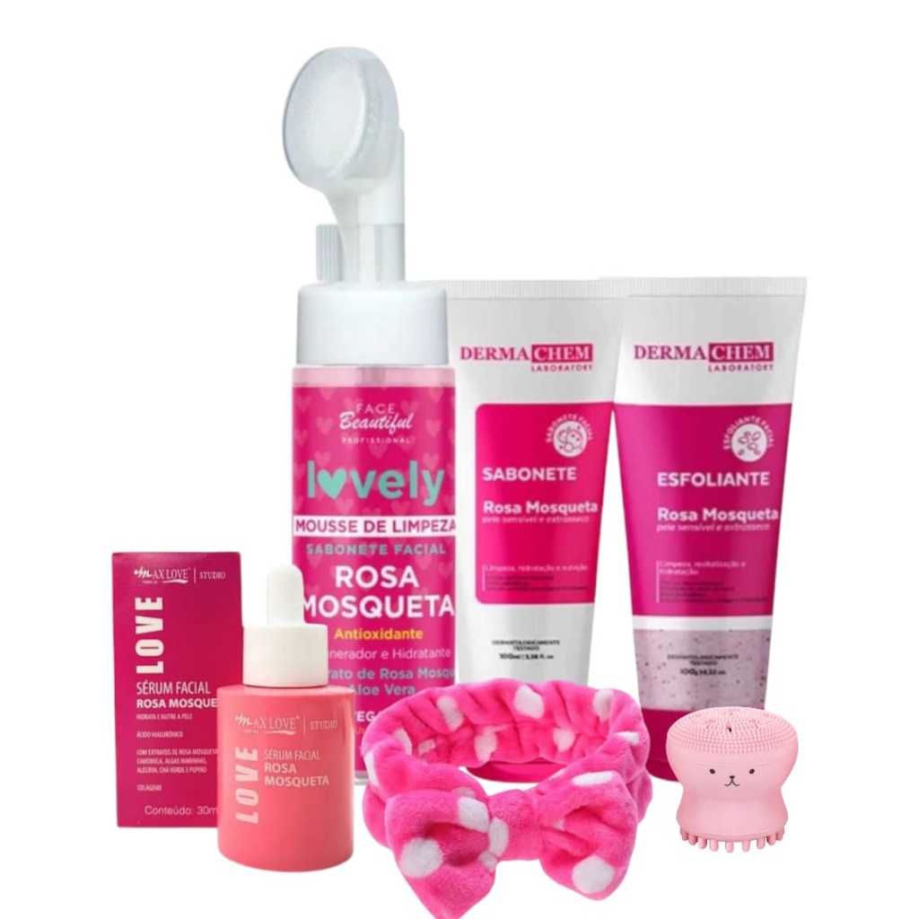 Kit Skin Care Limpeza Facial Clareamento de Manchas Rosa Mosqueta