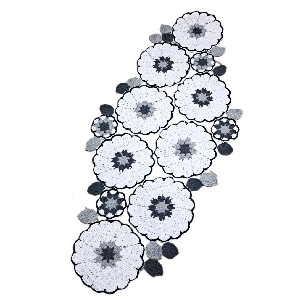 Toalha Caminho Trilho de Mesa com Flores em Crochê Russo Crochet Decoração Cozinha Sala Moda Tapete