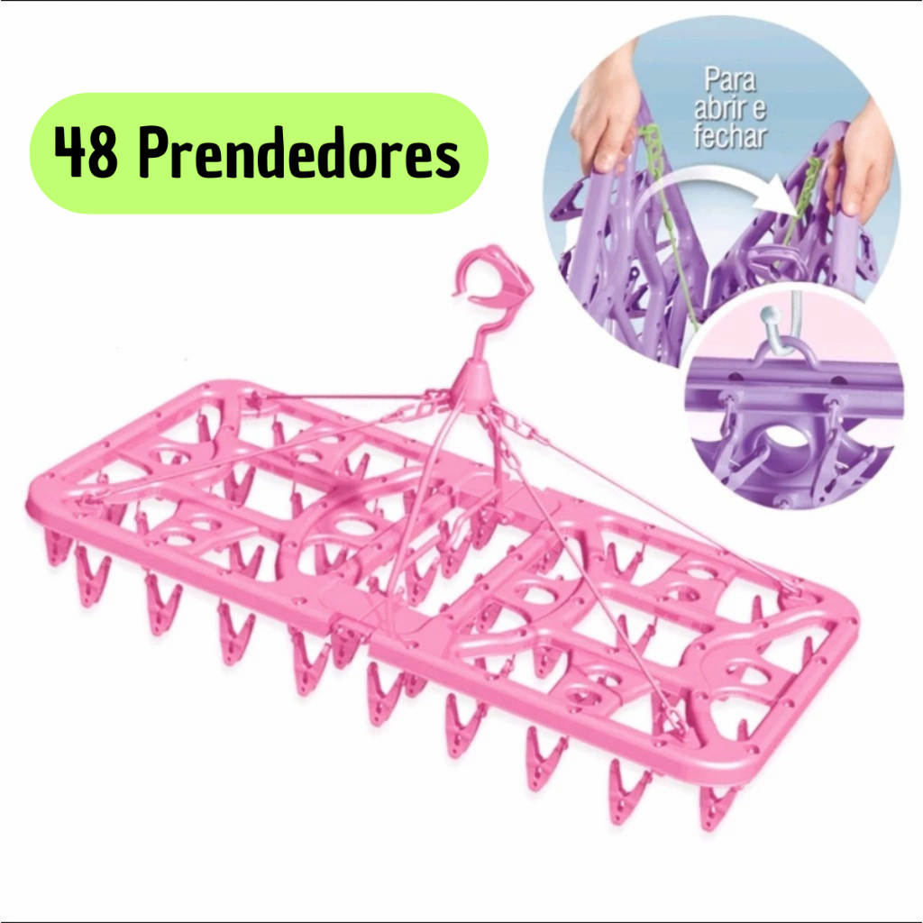 Varal Calcinha Cueca Meias Multiuso com 48 Prendedores Dobrável Resistente Ideal para Roupas Íntimas
