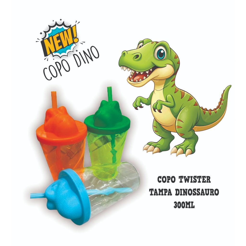 30 Copos Twister 300ml Tampa Dinossauro Acrílico Liso Festa Infantil, Brinde Infantil, Jurassic Park em Oferta na Shopee