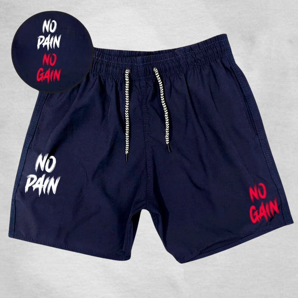 Bermuda Masculino Elastano Modelo Academia - No Pain No Gain - Esportivo Ideal para lazer corridas e esportes Promoção