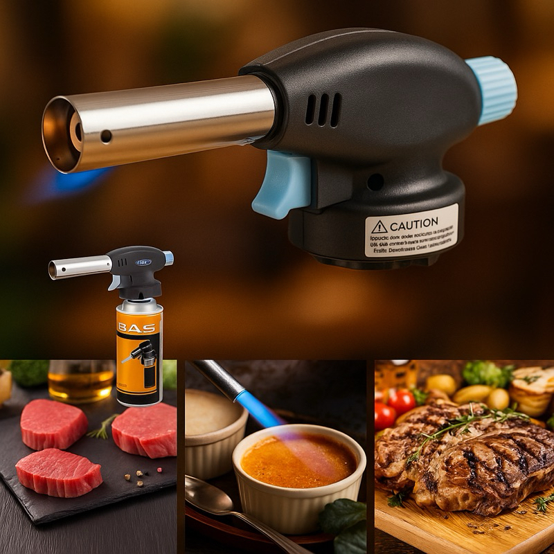 Maçarico Culinário Portátil com Chama Ajustável para Cozinha, Sobremesas e Churrasco-GÁS NÃO INCLUSO em Oferta na Shopee