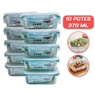 Kit 3 / 5 ou 10 Potes Vidro Hermético mantimentos marmita 370ml - Pote Hermético - Oliver…