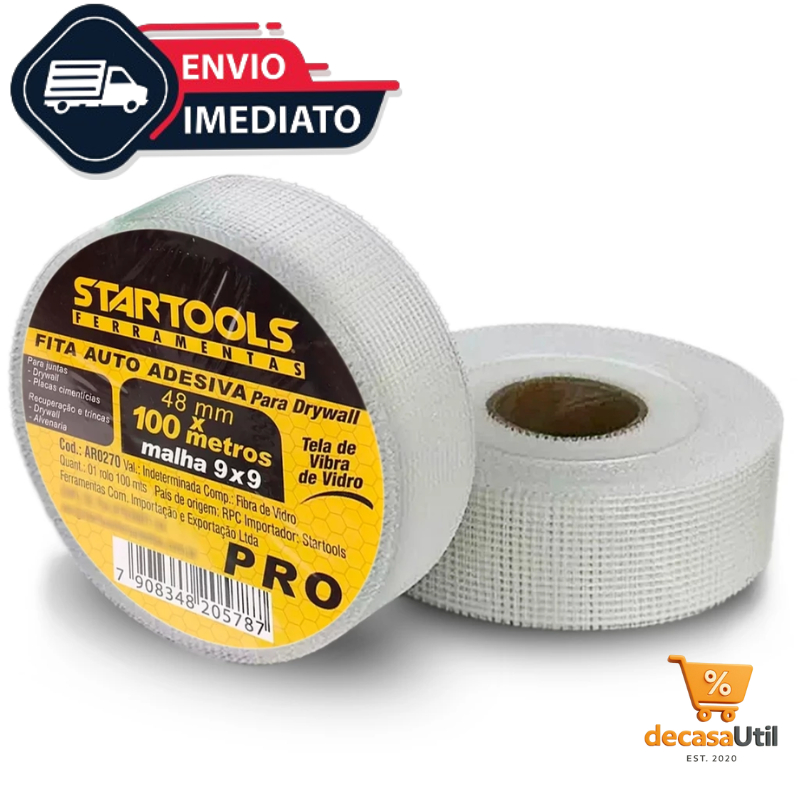Fita Telada Drywall e Gesso Auto Adesiva - 100 Metros