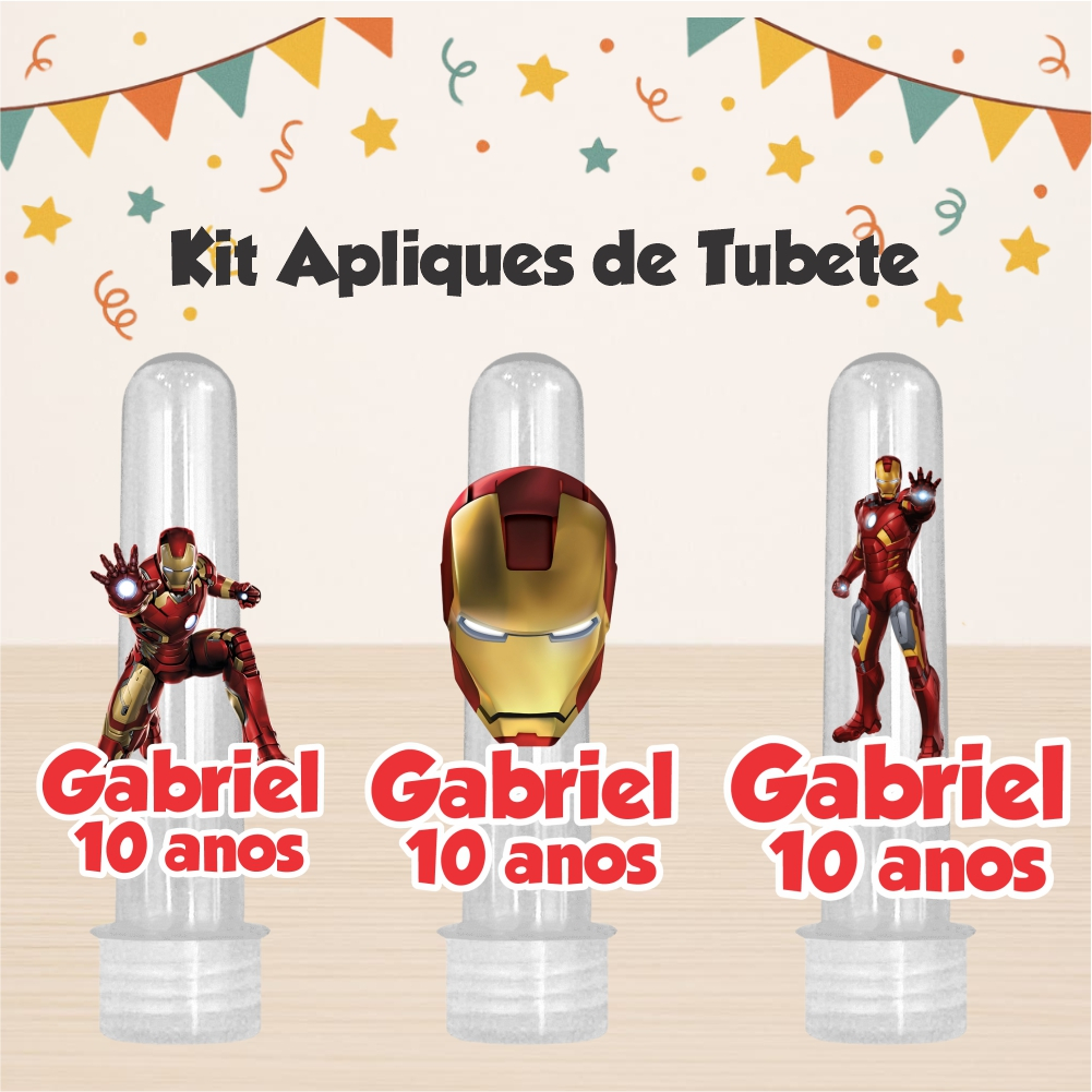 KIT APLIQUE HOMEM DE FERRO, LEMBRANCINHA, FESTA, APLIQUE PARA TUBETE, MIMOS, ANIVERSÁRIO.TODOS OS TEMAS