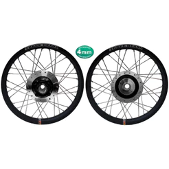 Par Roda Three Heads Preto Fosco Disco ou Tambor Diamantado Fan 125 09 Raios 4mm Cromado