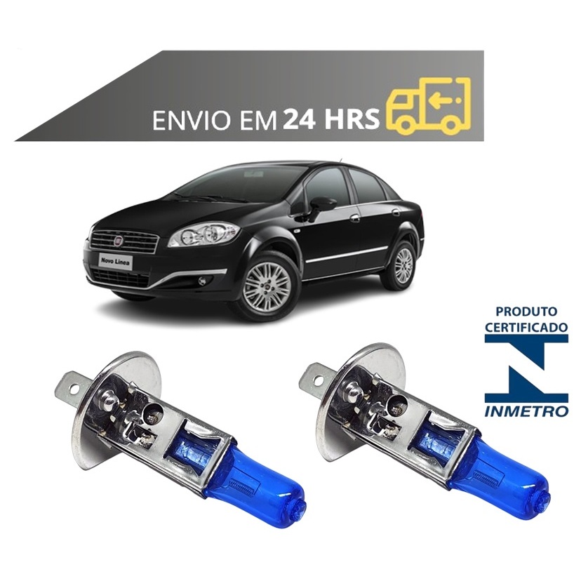Lâmpada farol de milha Fiat Linea de 2009 a 2016 Super Branca 8500k H1
